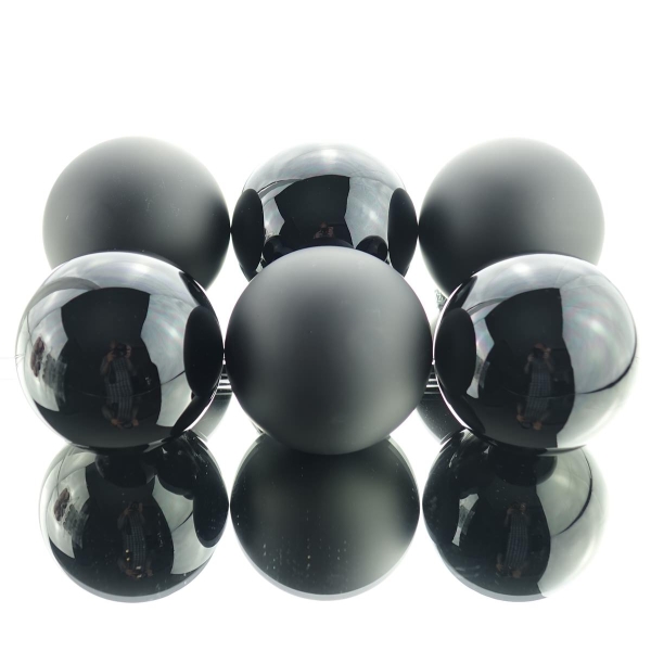 Christbaumkugeln Black schwarz Ø 8 cm aus Glas - 6er Set