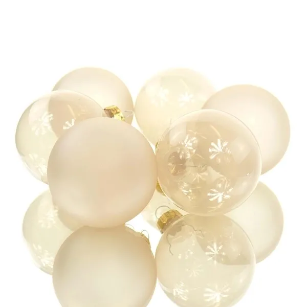 Christbaumkugeln Champagner transparent Ø 6 cm aus Glas - 6er Set Christbaumkugeln Champagner transparent Ø 6 cm aus Glas - 6er Set