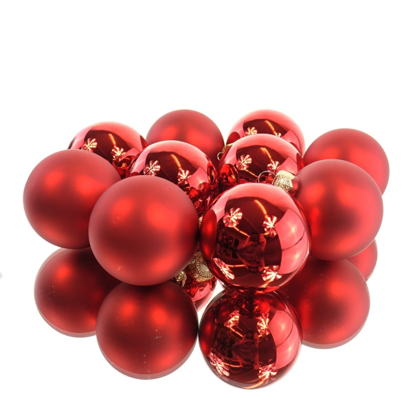 Christbaumkugeln Christmas Red rot 5 x glänzend & 5 x matt Ø 6 cm aus Glas - 10er Set