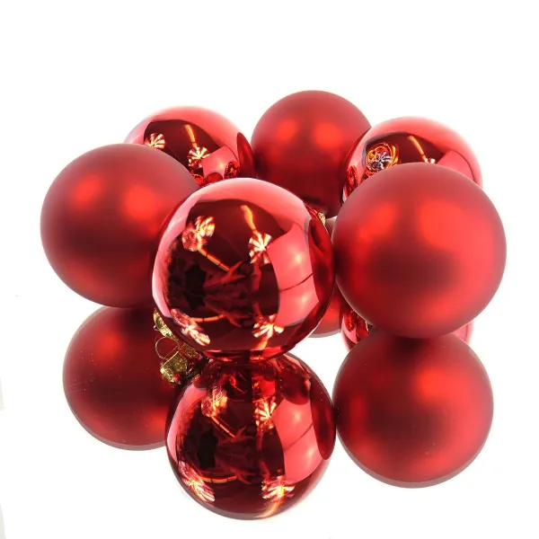 Christbaumkugeln Christmas Red rot Ø 8 cm aus Glas - 6er Set