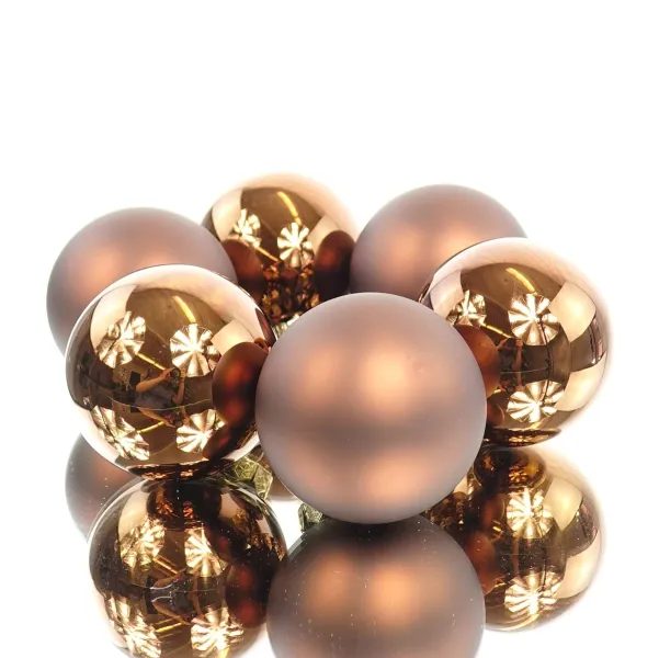 Christbaumkugeln Espresso braun Ø 8 cm aus Glas - 6er Set Christbaumkugeln Espresso braun Ø 8 cm aus Glas - 6er Set