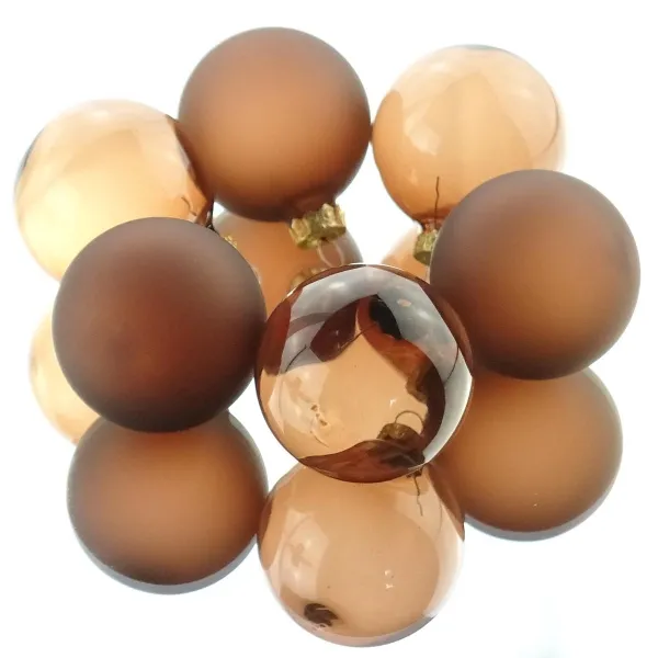 Christbaumkugeln Espresso braun transparent Ø 6 cm aus Glas - 6er Set Christbaumkugeln Espresso braun transparent Ø 6 cm aus Glas - 6er Set