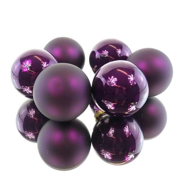 Christbaumkugeln Feige 3 x glänzend & 3 x matt Ø 8 cm aus Glas - 6er Set