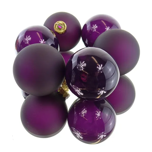 Christbaumkugeln Feige 3 x transparent & 3 x matt Ø 6 cm aus Glas - 6er Set