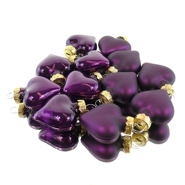 Christbaumkugeln Feige Herzform 6 x glänzend & 6 x matt aus Glas - 12er Set