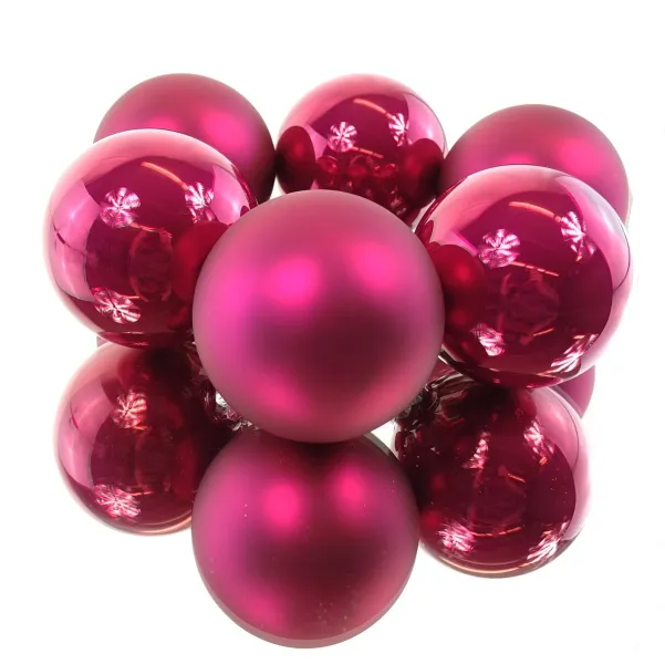 Christbaumkugeln Festive Pink 3 x glänzend & 3 x matt Ø 8 cm aus Glas - 6er Set