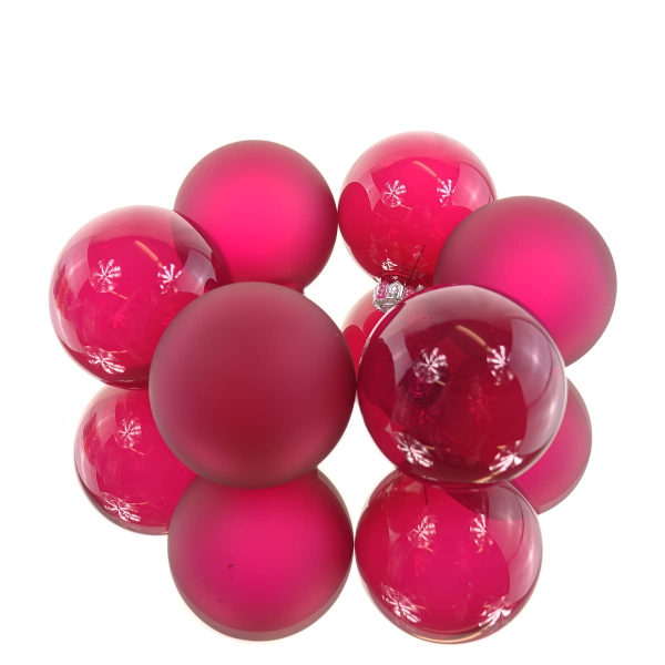 Christbaumkugeln Festive Pink 3 x transparent & 3 x matt Ø 6 cm aus Glas - 6er Set