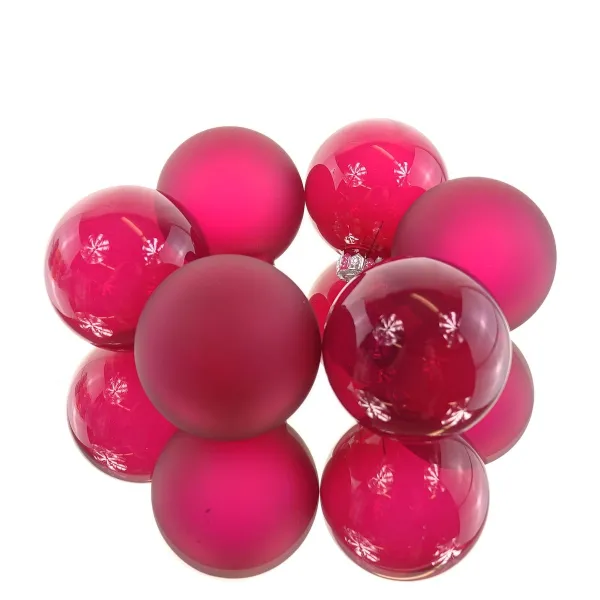 Christbaumkugeln Festive Pink 3 x transparent & 3 x matt Ø 6 cm aus Glas - 6er Set