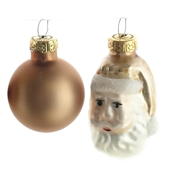 Christbaumkugeln Figuren Mix Kamelbraun aus Glas - 9er Set