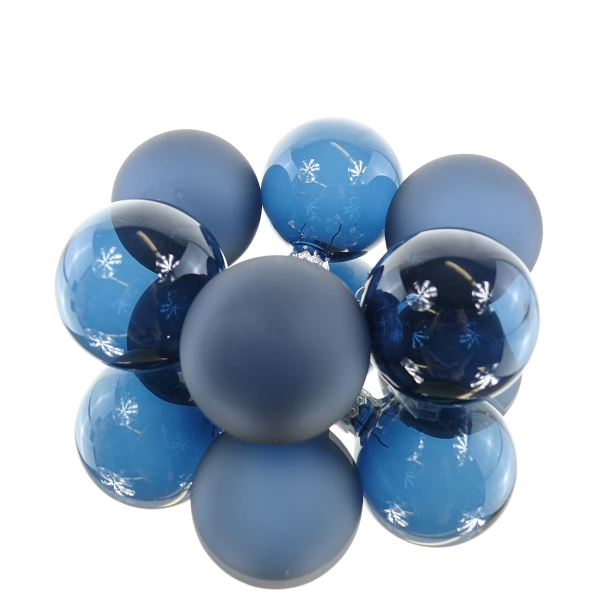 Christbaumkugeln Nachtblau 3 x transparent & 3 x matt Ø 6 cm aus Glas - 6er Set