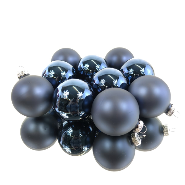 Christbaumkugeln Night Blue dunkelblau 5 x glänzend & 5 x matt Ø 6 cm aus Glas  - 10er Set