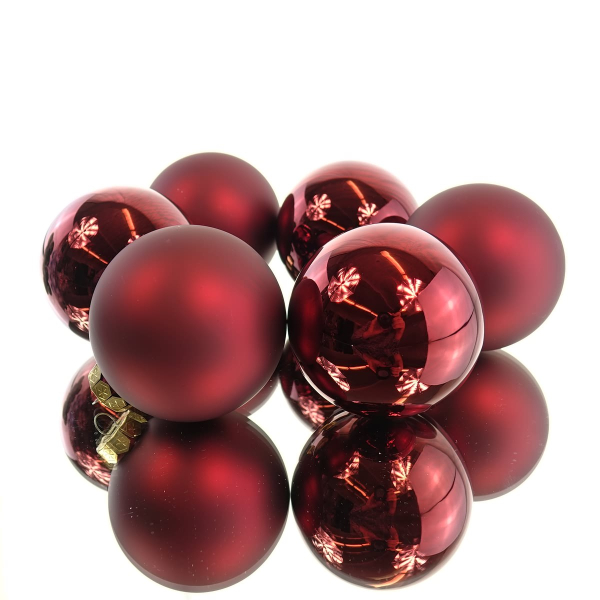 Christbaumkugeln Ox Blood dunkelrot Ø 8 cm aus Glas - 6er Set