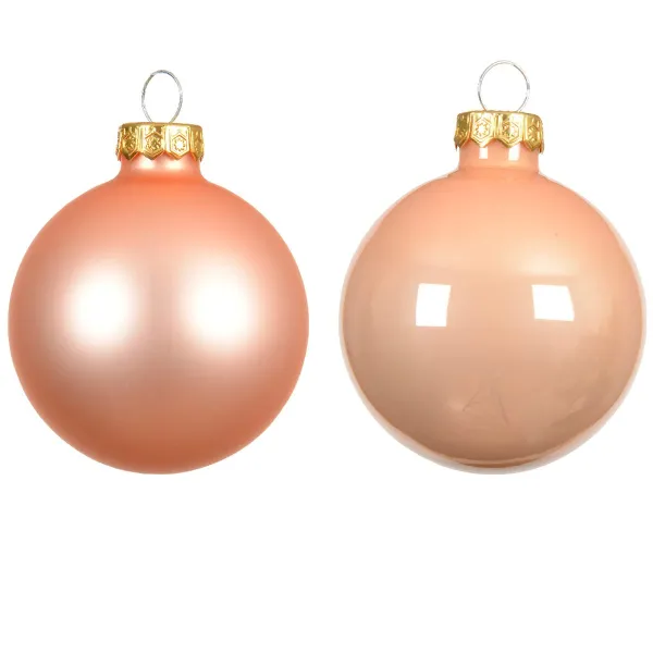Christbaumkugeln Peach Pearl 3 x glänzend & 3 x matt Ø 8 cm aus Glas - 6er Set