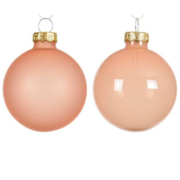 Christbaumkugeln Peach Pearl 3 x transparent & 3 x matt Ø 6 cm aus Glas - 6er Set