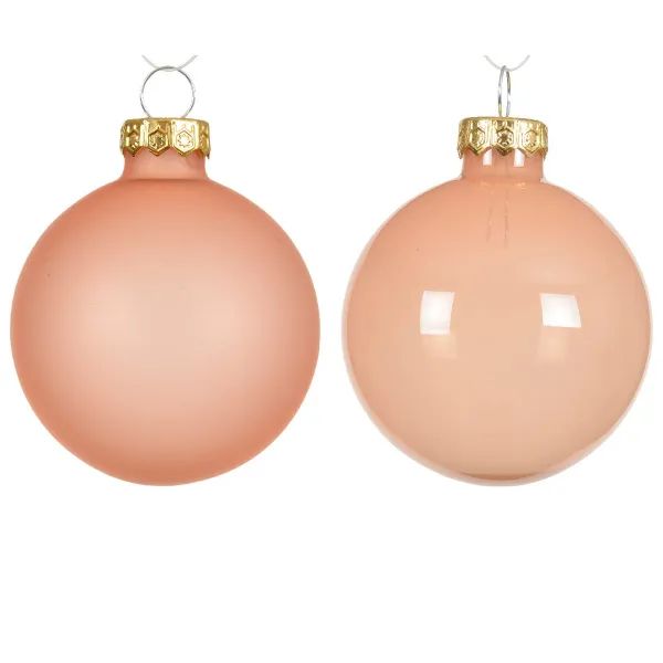 Christbaumkugeln Peach Pearl 3 x transparent & 3 x matt Ø 6 cm aus Glas - 6er Set