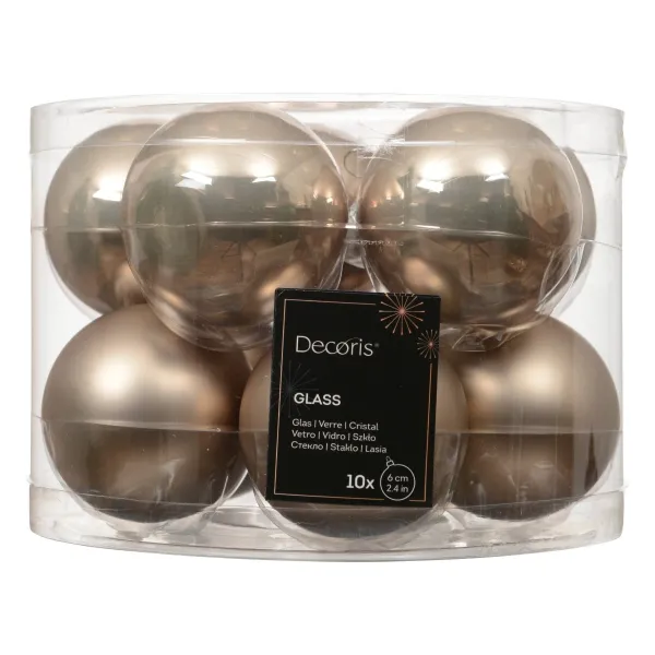 Christbaumkugeln Rauchperle 5 x glänzend & 5 x matt Ø 6 cm aus Glas - 10er Set