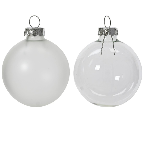 Christbaumkugeln Silbergrau 3 x transparent & 3 x matt Ø 6 cm aus Glas - 6er Set