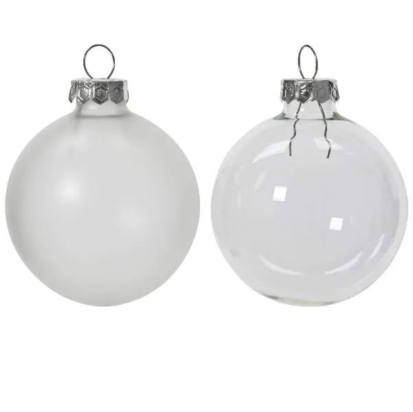 Christbaumkugeln Silbergrau 3 x transparent & 3 x matt Ø 6 cm aus Glas - 6er Set