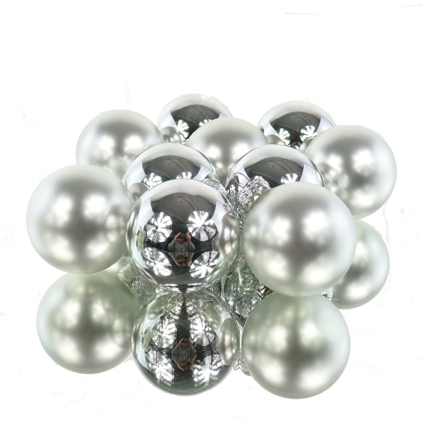 Christbaumkugeln Silberfarben 5 x glänzend & 5 x matt Ø 6 cm aus Glas  - 10er Set