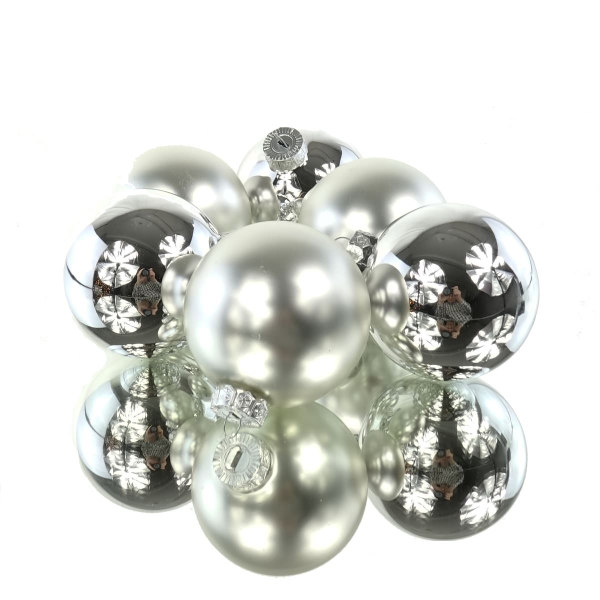 Christbaumkugeln Silberfarben Ø 8 cm aus Glas - 6er Set
