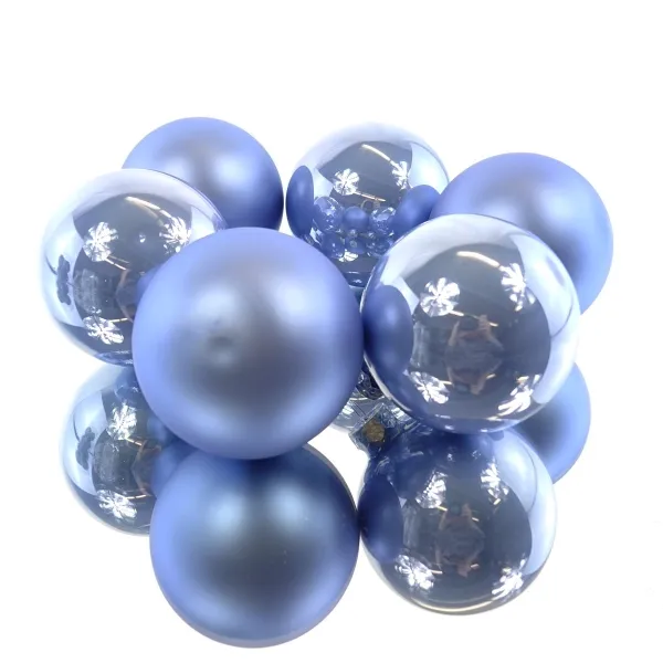 Christbaumkugeln Sky Blue 3 x glänzend & 3 x matt Ø 8 cm aus Glas - 6er Set