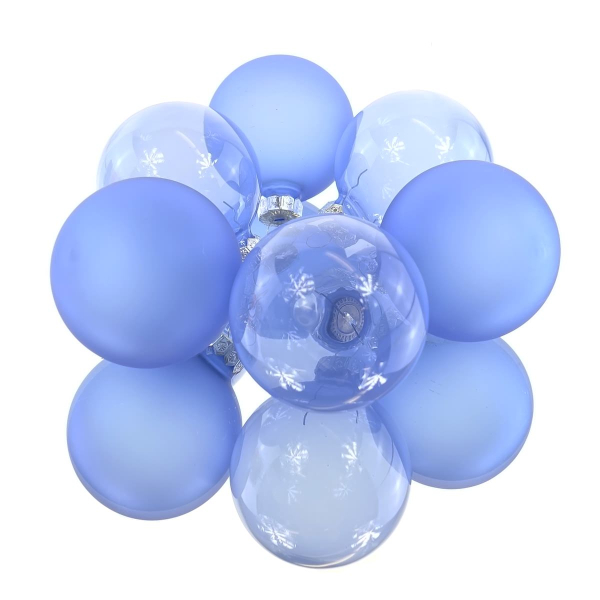 Christbaumkugeln Sky Blue 3 x transparent & 3 x matt Ø 6 cm aus Glas - 6er Set