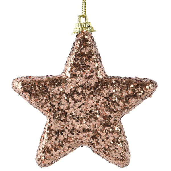 Weihnachtsanhänger Stern Sandfarben bruchfest Höhe 2,5 cm Breite 14,5 cm Länge 20 cm 6 Stück - Schaumstoff