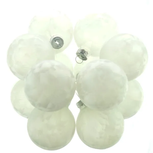 Christbaumkugeln Weiß mit Eislack Ø 6 cm aus Glas - 6er Set Christbaumkugeln Weiß mit Eislack Ø 6 cm aus Glas - 6er Set
