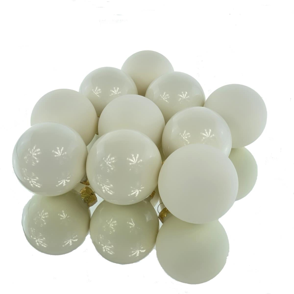 Christbaumkugeln Wollweiß 5 x glänzend & 5 x matt Ø 6 cm aus Glas  - 10er Set