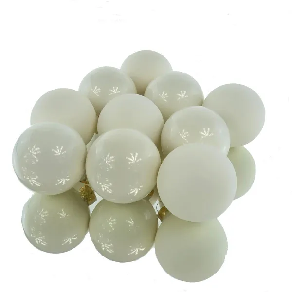 Christbaumkugeln Wollweiß 5 x glänzend & 5 x matt Ø 6 cm aus Glas - 10er Set