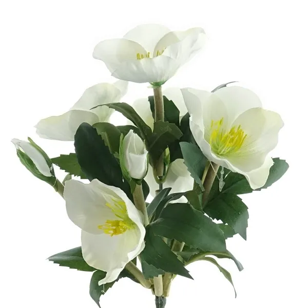 Christrosenbusch Weiß mit Blüten & Knospen 25 cm - Kunstblumen Christrosenbusch Weiß mit Blüten & Knospen 25 cm - Kunstblumen