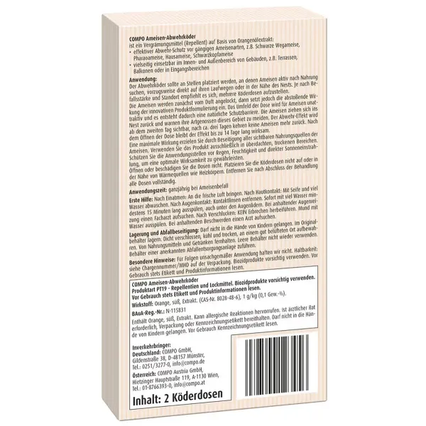 COMPO Ameisen-Abwehrköder - 2 Köderdosen