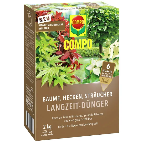 COMPO Bäume, Hecken, Sträucher Langzeit-Dünger für 40 laufende Meter - 2 kg