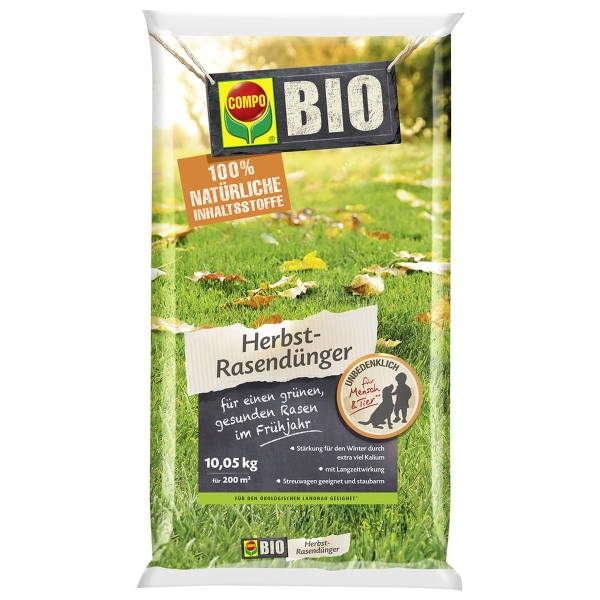 COMPO Bio Herbst-Rasendünger für ca. 200 m² - 10.05 kg