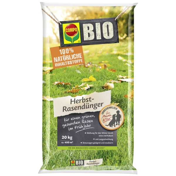 COMPO Bio Herbst-Rasendünger für ca. 400 m² - 20 kg