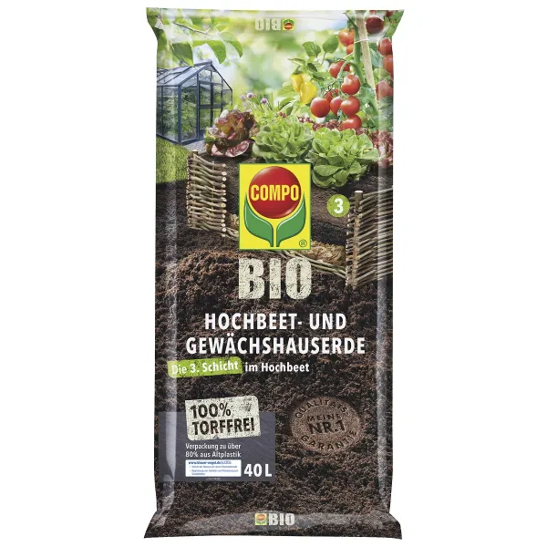 COMPO BIO Hochbeet und Gewächshauserde torffrei - 40 Liter COMPO BIO Hochbeet und Gewächshauserde torffrei - 40 Liter