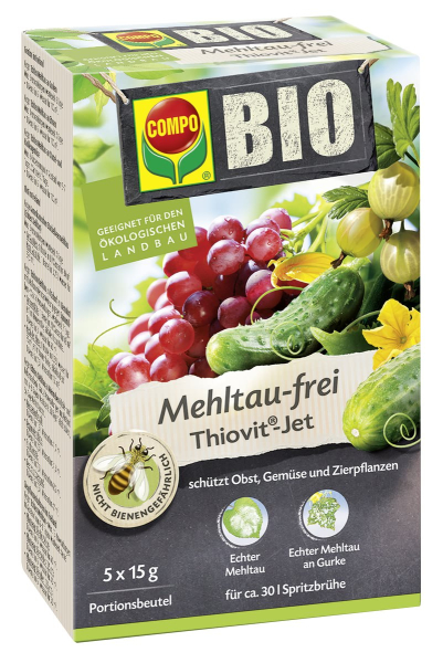 COMPO BIO Mehltau-frei Thiovit Jet für ca. 30 Liter Spritzbrühe - 5 x 15 g 
