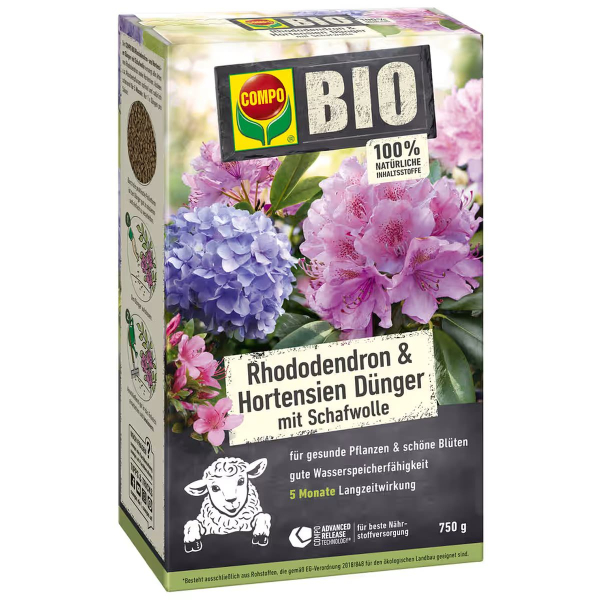 COMPO BIO Rhododendron- und Hortensien Dünger mit Schafwolle - 750 g