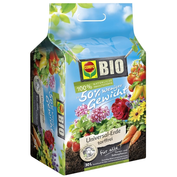 COMPO BIO Universal-Erde 50 % weniger Gewicht torffrei - 30 Liter