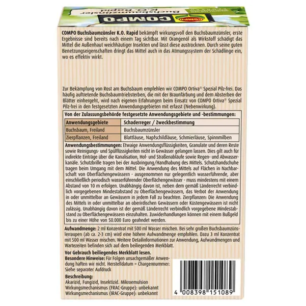 COMPO Buchsbaumzünsler K.O. Rapid für bis zu 29 Liter Spritzbrühe - 75 ml
