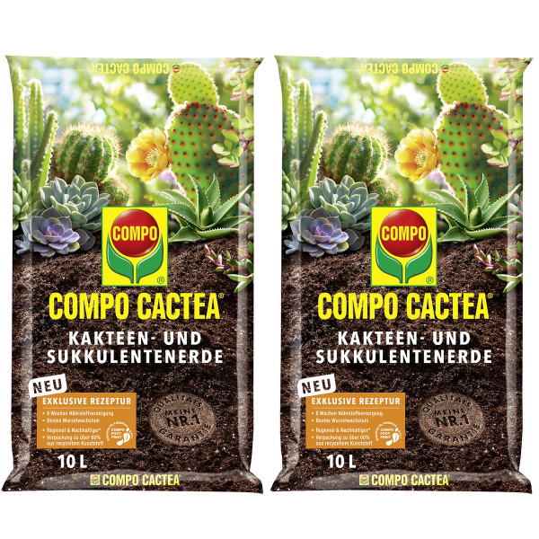 COMPO CACTEA® Kakteen- und Sukkulenten Erde - 10 Liter x 2