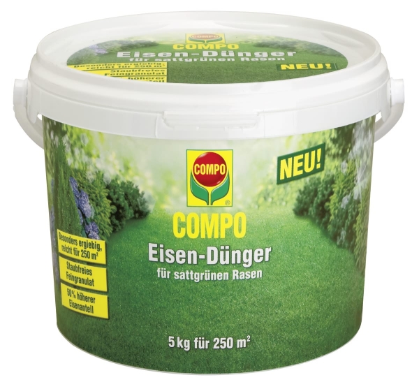 COMPO Eisen-Dünger für sattgrünen Rasen für 250 m² - 5 kg