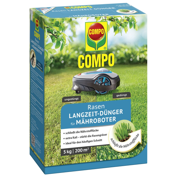 COMPO Rasen Langzeit Dünger für Mähroboter für ca. 200 m² - 5 kg