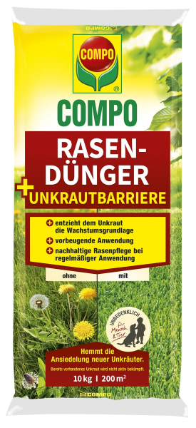 COMPO Rasendünger + Unkrautbarriere für 200 m² - 10 kg