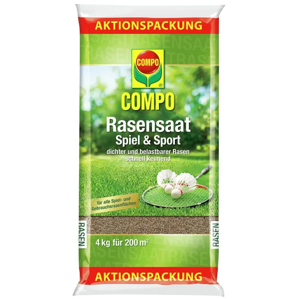 COMPO Rasensaat Spiel & Sport Aktionspackung für 200 m² - 4 kg