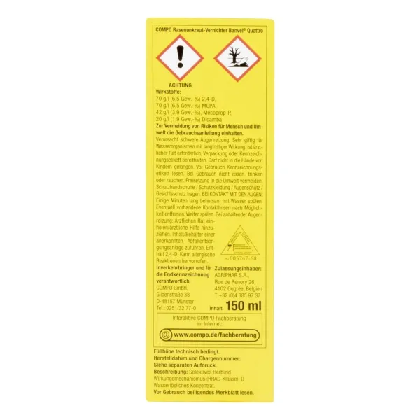 COMPO Rasenunkraut-Vernichter Banvel® Quattro für 150 m² - 150 ml