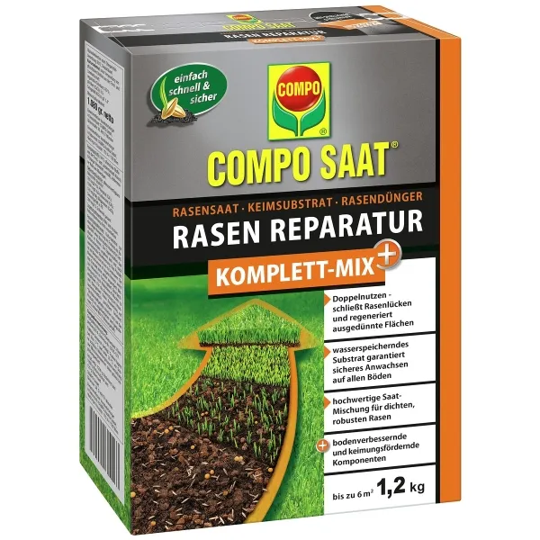 COMPO SAAT® Rasen Reparatur Komplett-Mix+ für 6 m² - 1,2 kg