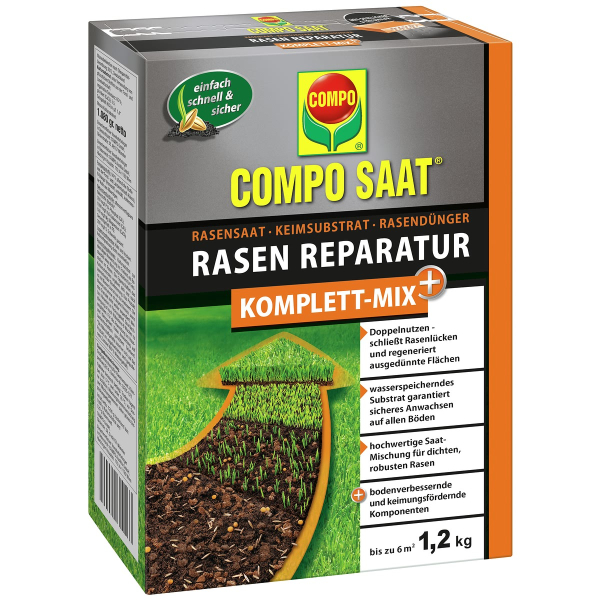 COMPO SAAT® Rasen Reparatur Komplett-Mix+ für 6 m² - 1,2 kg