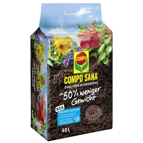 COMPO SANA® Qualitäts-Blumenerde 50 % weniger Gewicht - 40 Liter