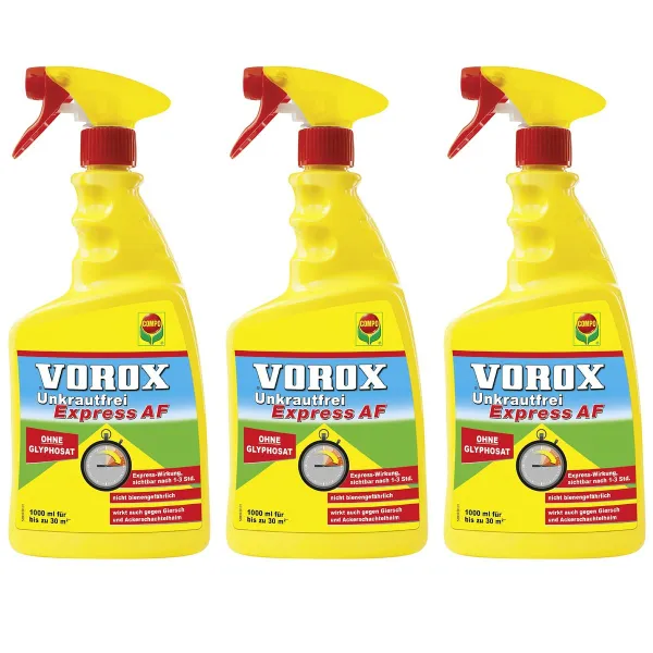 COMPO VOROX® Unkrautfrei Express AF anwendungsfertig für ca. 30 m² - 1 Liter x 3